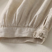 Buddha Stones Summer Plain Casual Frog-Button Women's Cotton Linen Harem Pants With Pockets