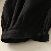 Buddha Stones Summer Plain Casual Frog-Button Women's Cotton Linen Harem Pants With Pockets