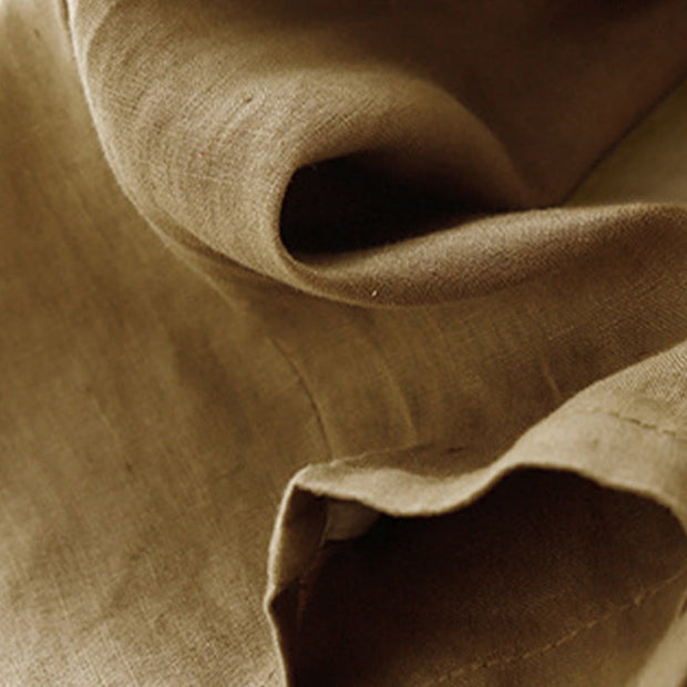 Buddha Stones Summer Plain Casual 7-8 Length Buttons Women's Cotton Linen Harem Pants With Pockets