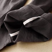 Buddha Stones Summer Plain Casual 7-8 Length Buttons Women's Cotton Linen Harem Pants With Pockets