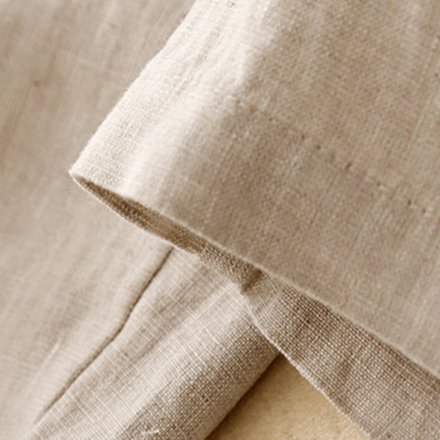 Buddha Stones Summer Plain Casual 7-8 Length Buttons Women's Cotton Linen Harem Pants With Pockets