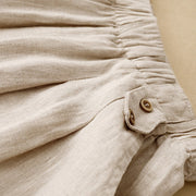 Buddha Stones Summer Plain Casual 7-8 Length Buttons Women's Cotton Linen Harem Pants With Pockets