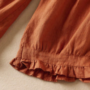 Buddha Stones Summer Plain Casual 7-8 Length Wood ear Women's Cotton Linen Harem Pants With Pockets