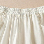 Buddha Stones Summer Plain Casual 7-8 Length Wood ear Women's Cotton Linen Harem Pants With Pockets
