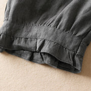 Buddha Stones Summer Plain Casual 7-8 Length Wood ear Women's Cotton Linen Harem Pants With Pockets