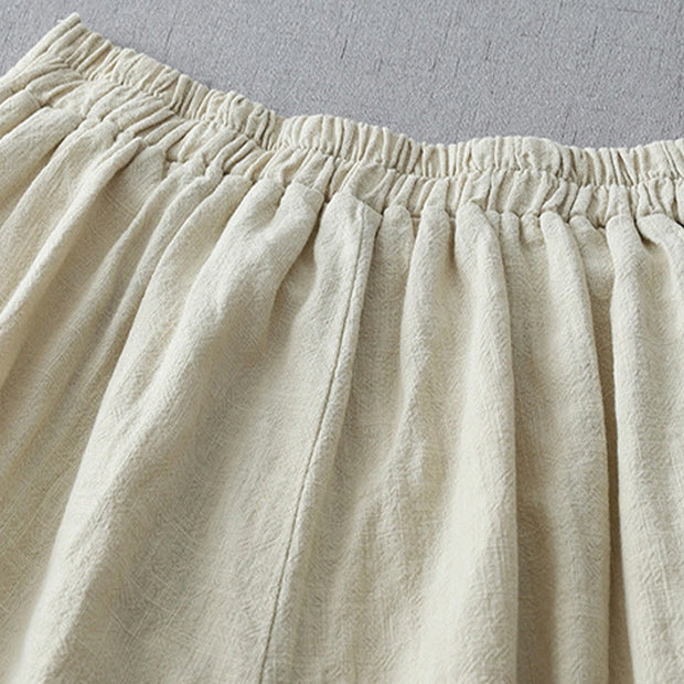 Buddha Stones Casual Plain Loose 7-8 Length Women's Polyester Wide Leg Pants With Pockets