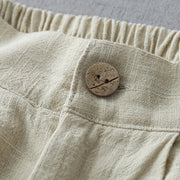 Buddha Stones Casual Plain Loose 7-8 Length Women's Polyester Wide Leg Pants With Pockets