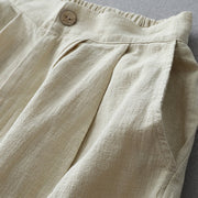 Buddha Stones Casual Plain Loose 7-8 Length Women's Polyester Wide Leg Pants With Pockets