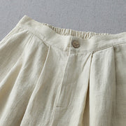 Buddha Stones Casual Plain Loose 7-8 Length Women's Polyester Wide Leg Pants With Pockets