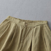 Buddha Stones Casual Plain Loose 7-8 Length Women's Polyester Wide Leg Pants With Pockets