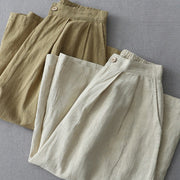 Buddha Stones Casual Plain Loose 7-8 Length Women's Polyester Wide Leg Pants With Pockets