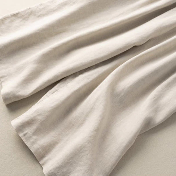 Buddha Stones Summer Casual Plain Cotton Linen 7-8 Length Women's Elastic Waist  Wide Leg Pants With Pockets