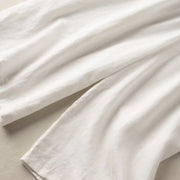 Buddha Stones Summer Casual Plain Cotton Linen 7-8 Length Women's Elastic Waist  Wide Leg Pants With Pockets