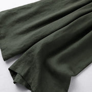 Buddha Stones Summer Casual Plain Cotton Linen 7-8 Length Women's Elastic Waist  Wide Leg Pants With Pockets
