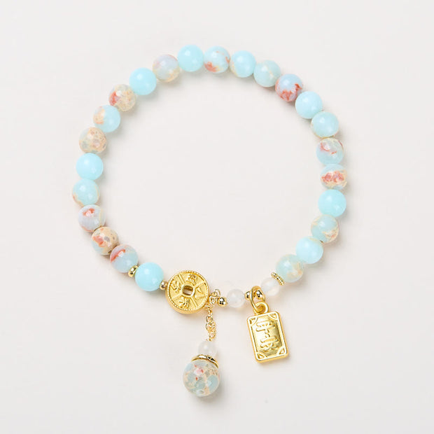 Buddha Stones Shoushan Stone Copper Coin Money From All Directions Wealth Bracelet