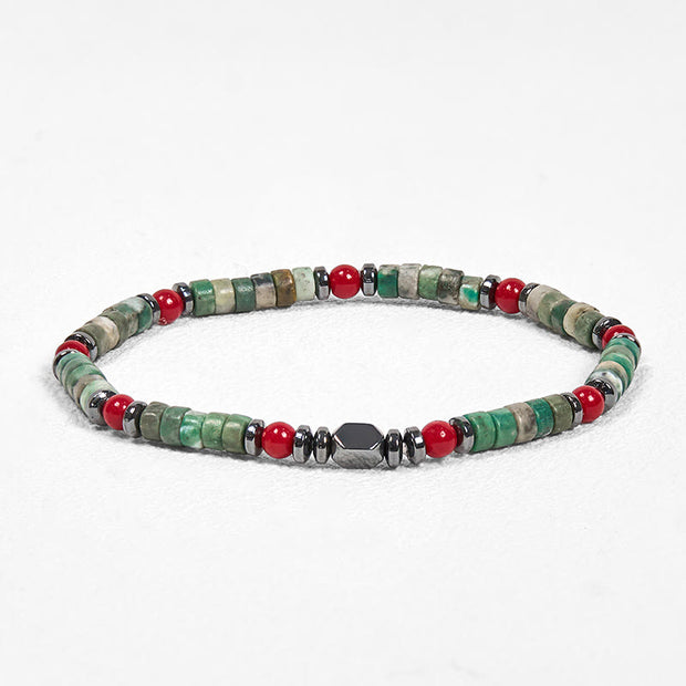 FREE Today: Support and Powerful Natural Green Stone Hematite Red Coral Bracelet