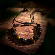 Buddha Stones 3Pcs Black Onyx Tiger Eye African Bloodstone Protection Support Set