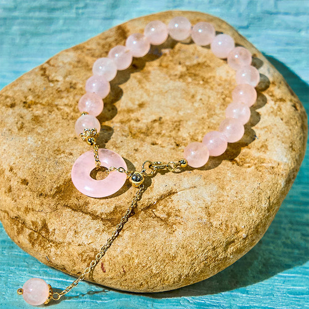 FREE Today: Warmth and Self-acceptance Natural Pink Crystal Beads Peace Buckle Bracelet