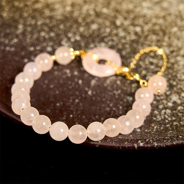 FREE Today: Warmth and Self-acceptance Natural Pink Crystal Beads Peace Buckle Bracelet