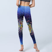 Buddha Stones Gradient Color Flower Pattern Print Gym Leggings Women's Yoga Pants