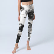 Buddha Stones Watercolor Rose Pattern Print Gym Leggings Women's Yoga Pants