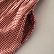Buddha Stones Casual Plain Handmade Plaid Midi Dress Cotton Sleeveless Dress With Pockets
