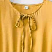 Buddha Stones Casual Plain Handmade Lace-up Midi Dress Cotton Linen Sleeveless Dress With Pockets