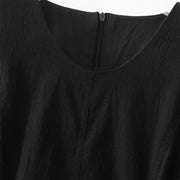 Buddha Stones Casual Plain Handmade Zipper Midi Dress Cotton Linen Sleeveless Dress