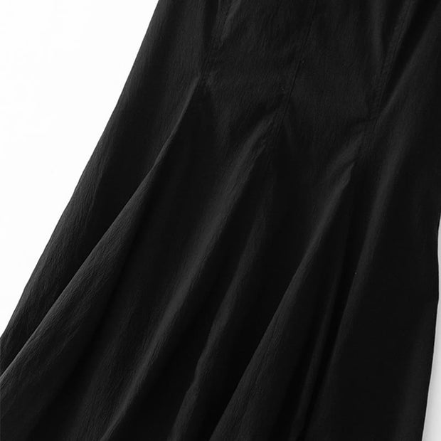 Buddha Stones Casual Plain Handmade Zipper Midi Dress Cotton Linen Sleeveless Dress