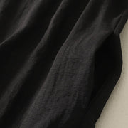 Buddha Stones Casual Stitching Color Handmade Button Design Midi Dress Polyester Sleeveless Dress With Pockets