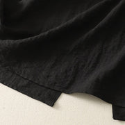 Buddha Stones Casual Stitching Color Handmade Button Design Midi Dress Polyester Sleeveless Dress With Pockets