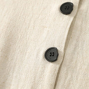 Buddha Stones Casual Stitching Color Handmade Button Design Midi Dress Polyester Sleeveless Dress With Pockets