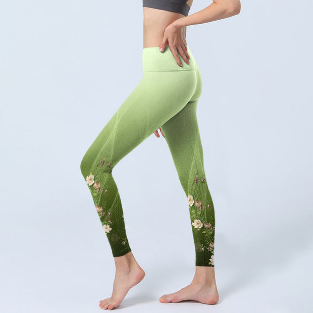 Buddha Stones Rose Lines Pattern Print Gym Leggings Women's Yoga Pants