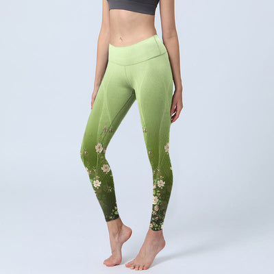 Buddha Stones Rose Lines Pattern Print Gym Leggings Women's Yoga Pants