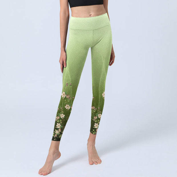 Buddha Stones Rose Lines Pattern Print Gym Leggings Women's Yoga Pants