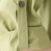 Buddha Stones Summer Casual Plain Buttons Stand Collar Design Three Quarter Sleeve Acrylic Cardigan Midi Dress With Pockets