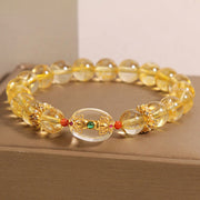 Buddha Stones Natural Golden Rutilated Quartz Beads Auspiciousness Bracelet