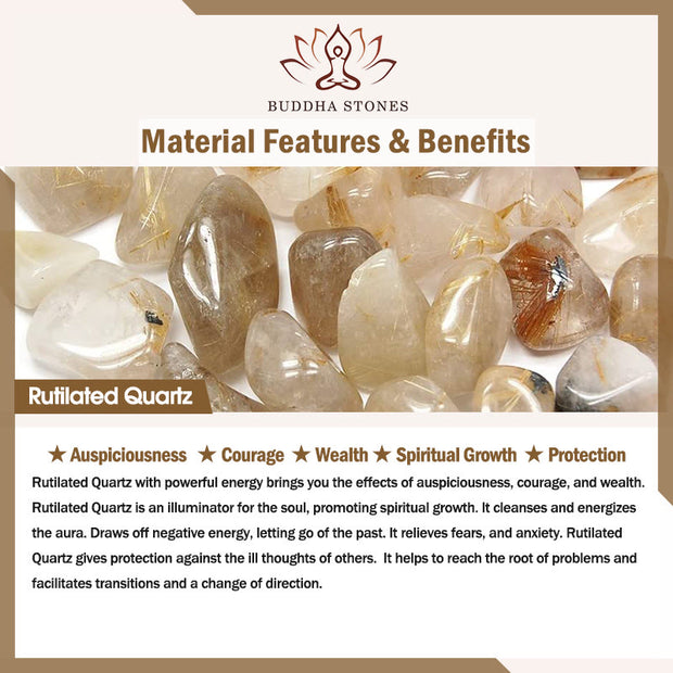 Buddha Stones Natural Golden Rutilated Quartz Beads Auspiciousness Bracelet