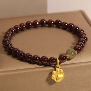Buddha Stones Cat's Paw Garnet Hetian Jade Beads Purification Bracelet