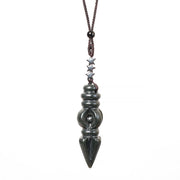 Buddha Stones Tibetan Hetian Cyan Jade Pestle Vajra Dorje Star Harmony Necklace Pendant