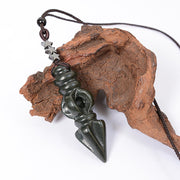 Buddha Stones Tibetan Hetian Cyan Jade Pestle Vajra Dorje Star Harmony Necklace Pendant