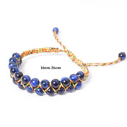 Buddha Stones Natural Blue Tiger Eye Hand-woven Colored Rope Double Row Beads Balance Bracelet