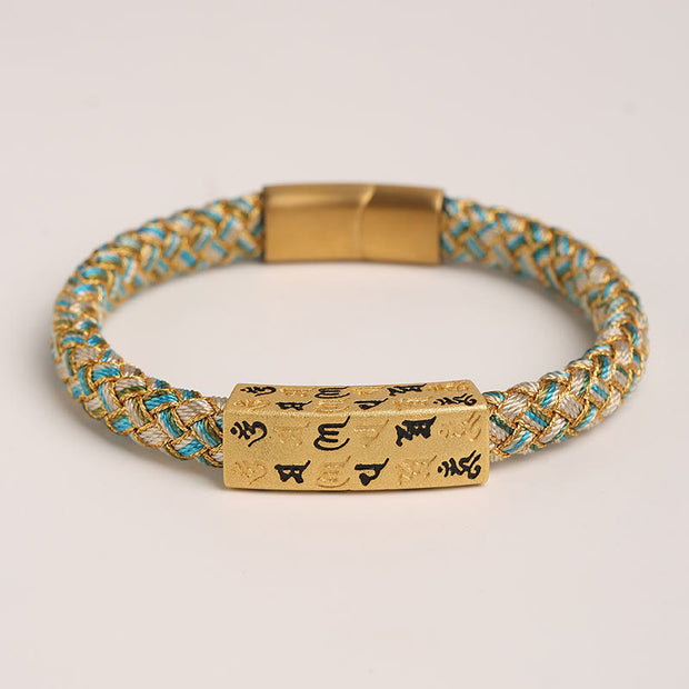 Buddha Stones Tibetan Om Mani Padme Hum Various Colors Rope Gold Thread Diamond Knot Luck Buckle Bracelet