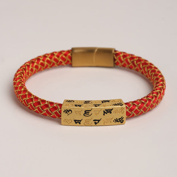 Buddha Stones Tibetan Om Mani Padme Hum Various Colors Rope Gold Thread Diamond Knot Luck Buckle Bracelet