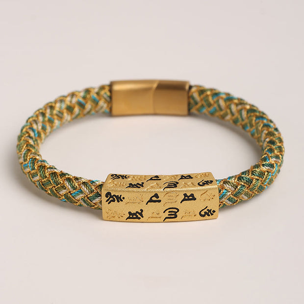 Buddha Stones Tibetan Om Mani Padme Hum Various Colors Rope Gold Thread Diamond Knot Luck Buckle Bracelet