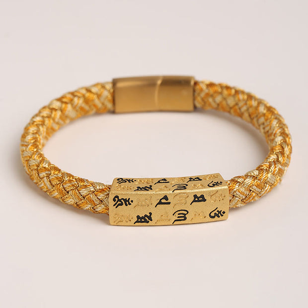 Buddha Stones Tibetan Om Mani Padme Hum Various Colors Rope Gold Thread Diamond Knot Luck Buckle Bracelet