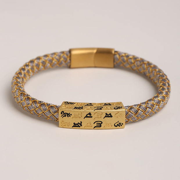 Buddha Stones Tibetan Om Mani Padme Hum Various Colors Rope Gold Thread Diamond Knot Luck Buckle Bracelet