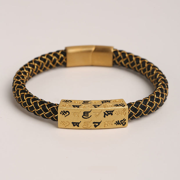 Buddha Stones Tibetan Om Mani Padme Hum Various Colors Rope Gold Thread Diamond Knot Luck Buckle Bracelet