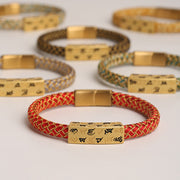 Buddha Stones Tibetan Om Mani Padme Hum Various Colors Rope Gold Thread Diamond Knot Luck Buckle Bracelet