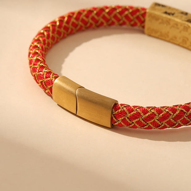 Buddha Stones Tibetan Om Mani Padme Hum Various Colors Rope Gold Thread Diamond Knot Luck Buckle Bracelet